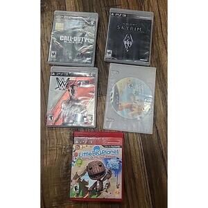PlayStation 3 PS3 Game Lot (5) - GTA V, Skyrim, COD Black Ops, LittleBigPlanet G